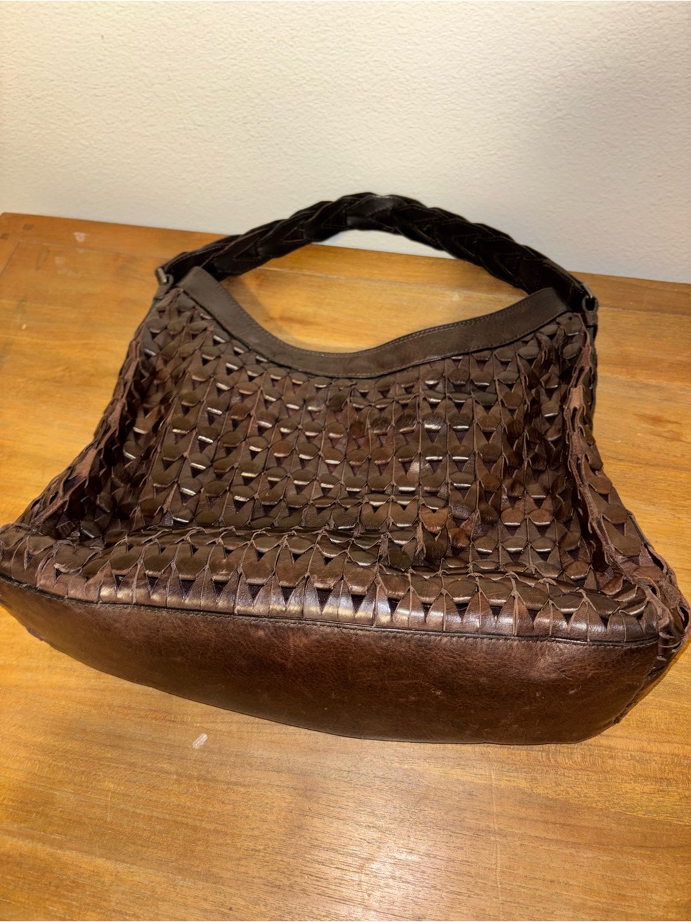 Limited edition Woven Leather Hobo Bag - Dark Brown - Picture 4 of 7